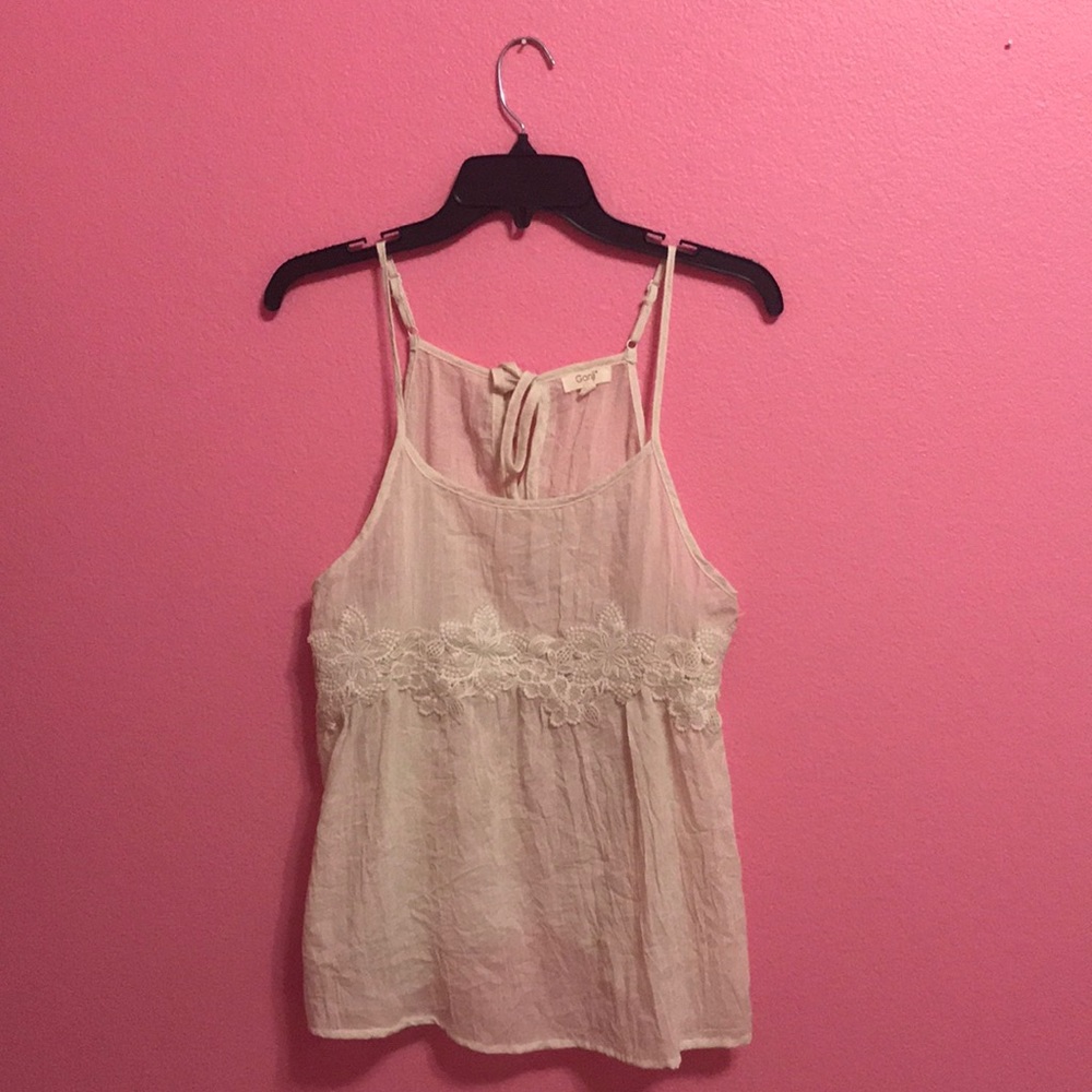 Ganji LA Large lace floral tie back tank top